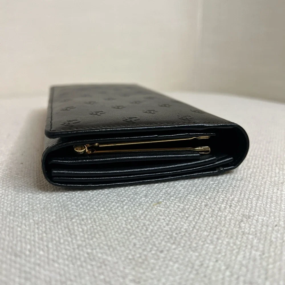 Black VINTAGE Dior Embossed Leather Wallet